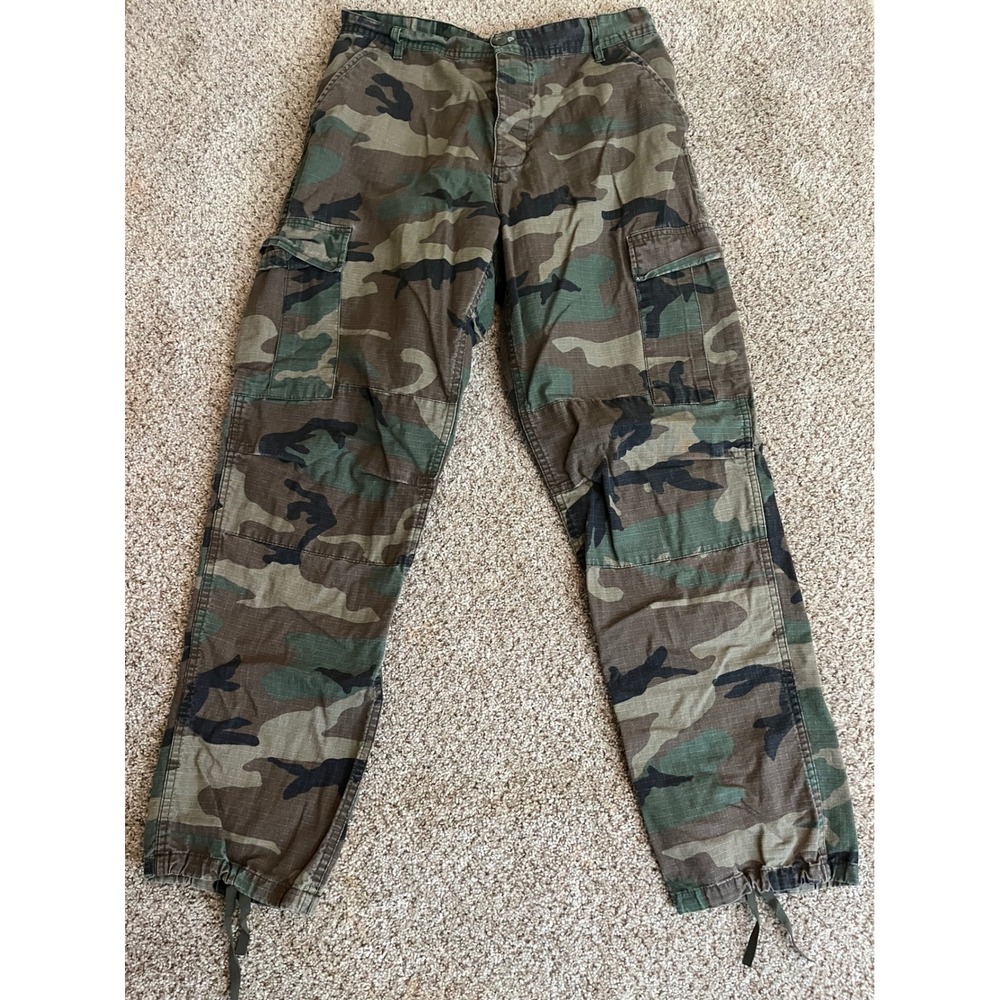 Rothco Men BDU Cargo Pants Medium Regular Woodland Camo Ripstop Tactical Fatigue